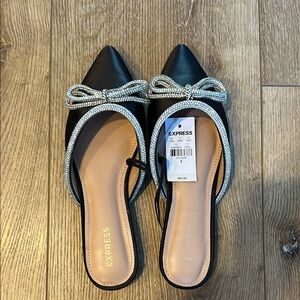 Express Women's Black Slip-On Shoes with Silver Accents